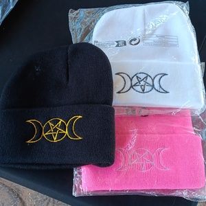 Moon phase pentagram beanie hat